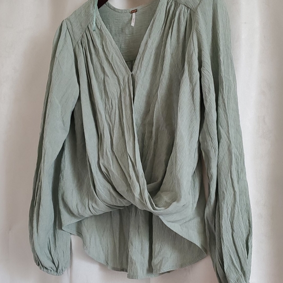 FREE PEOPLE FROSTED FERN FAUX WRAP TOP XS - Picture 7 of 10